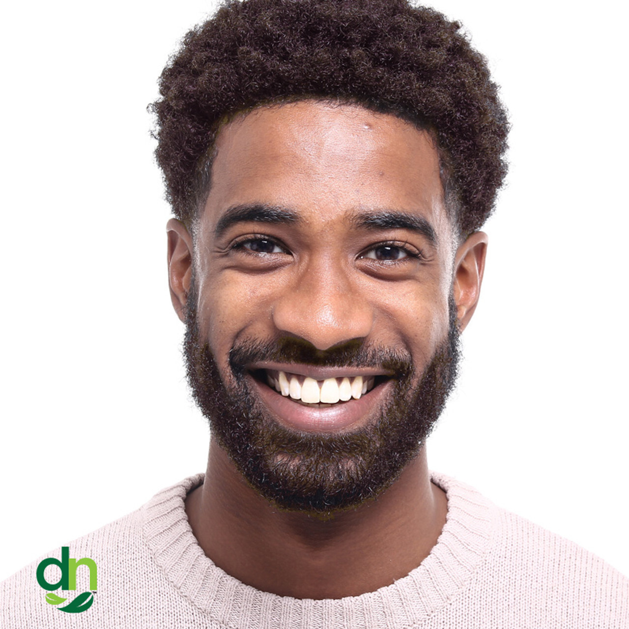 A black man with chestnut medium brown hair dyed by Discovery Naturals.