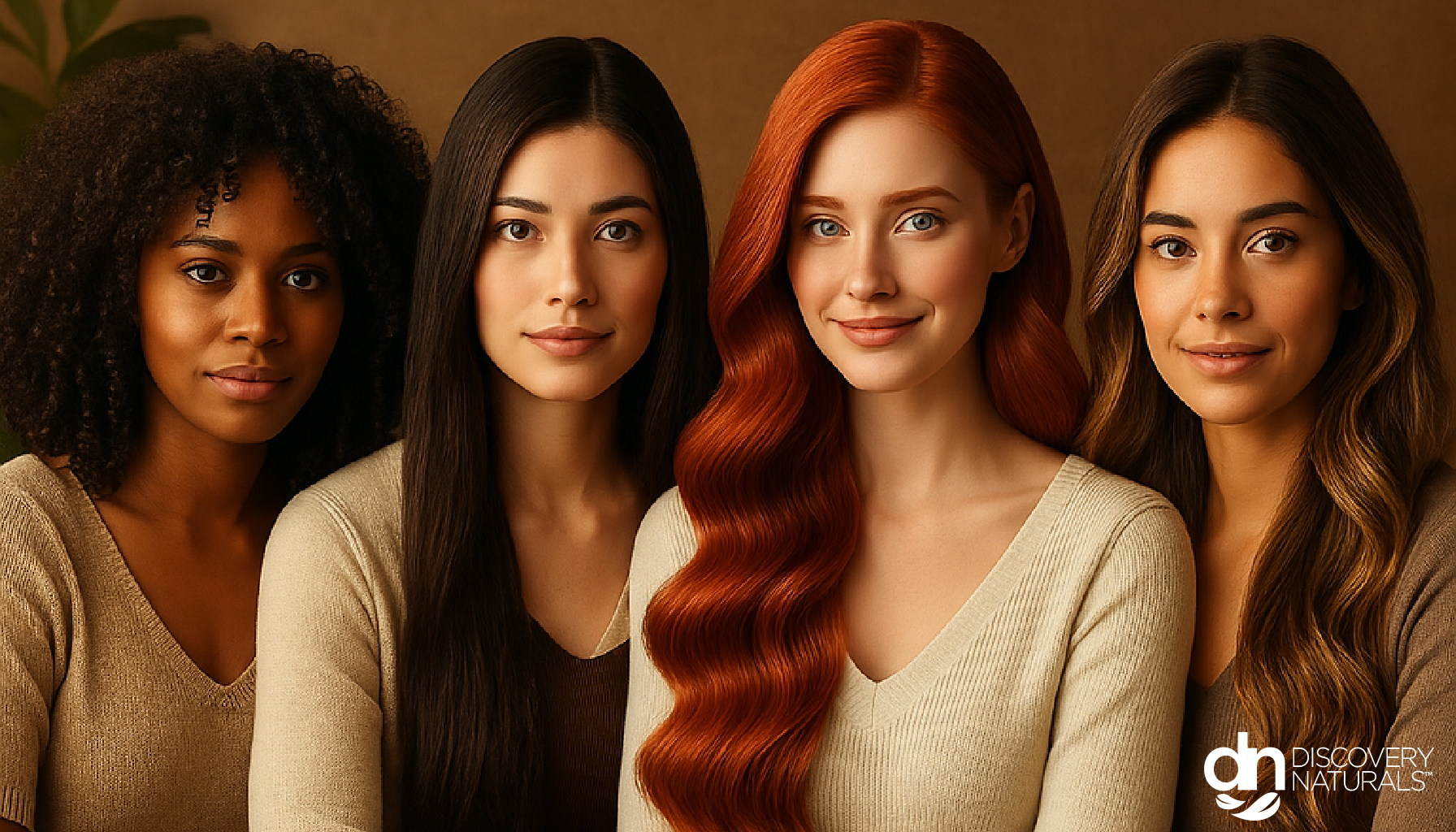 A group of women with naturally dyed hair from Discovery Naturals.