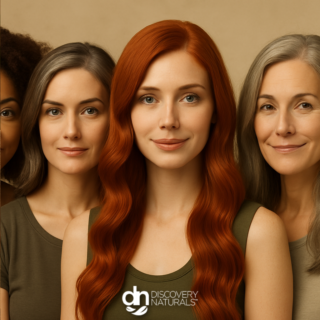 I group of woman who use natural hair coloring by Discovery Naturals.
