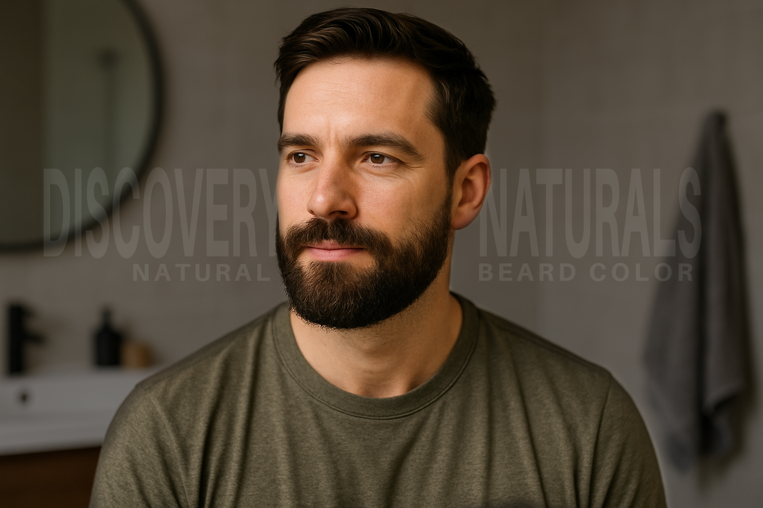 Man with a black beard and hair dyed by Discovery Naturals.