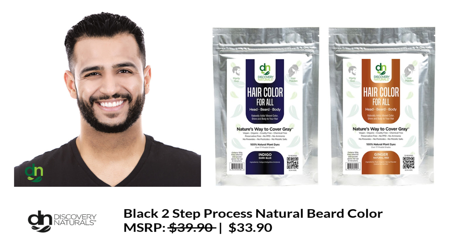 Black 2 Step Process Natural Beard Color by Discovery Naturals.