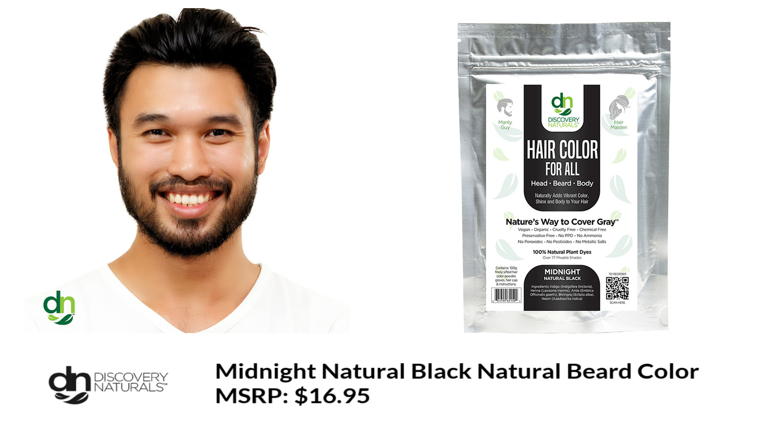 midnight natural black beard color by Discovery Naturals.