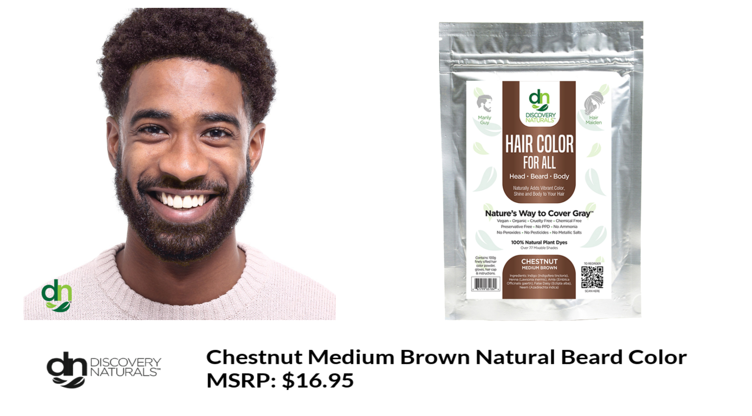 Chestnut Medium Brown Natural Beard Color by Discovery Naturals.