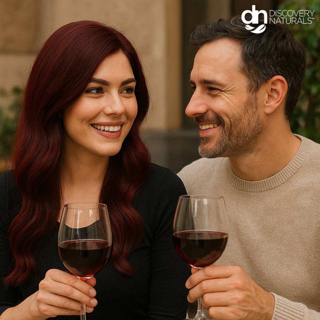 A woman with Red Wine hair color by Discovery Naturals with her husband.