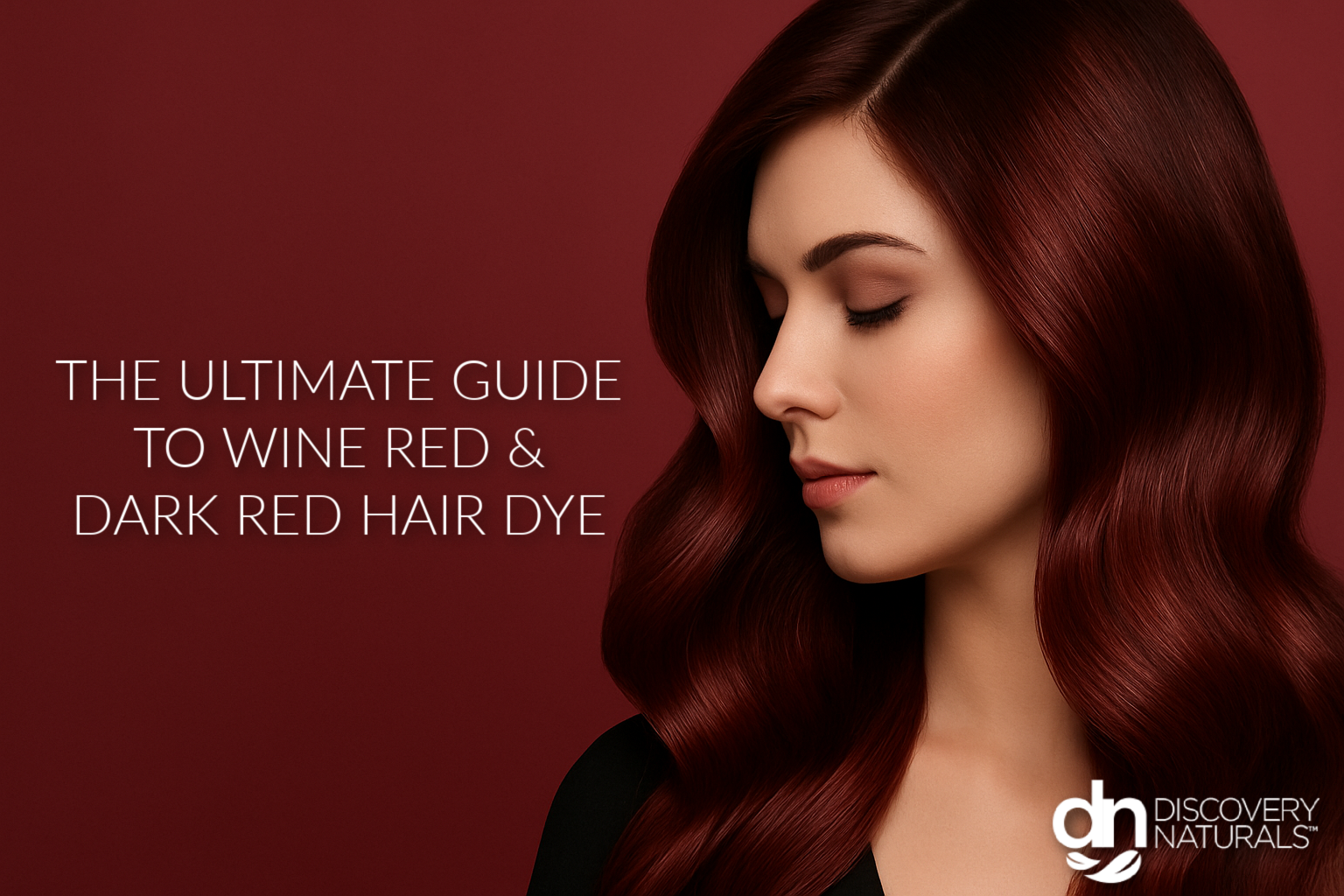 A woman with wine red hair dyed by Discovery Naturals.
