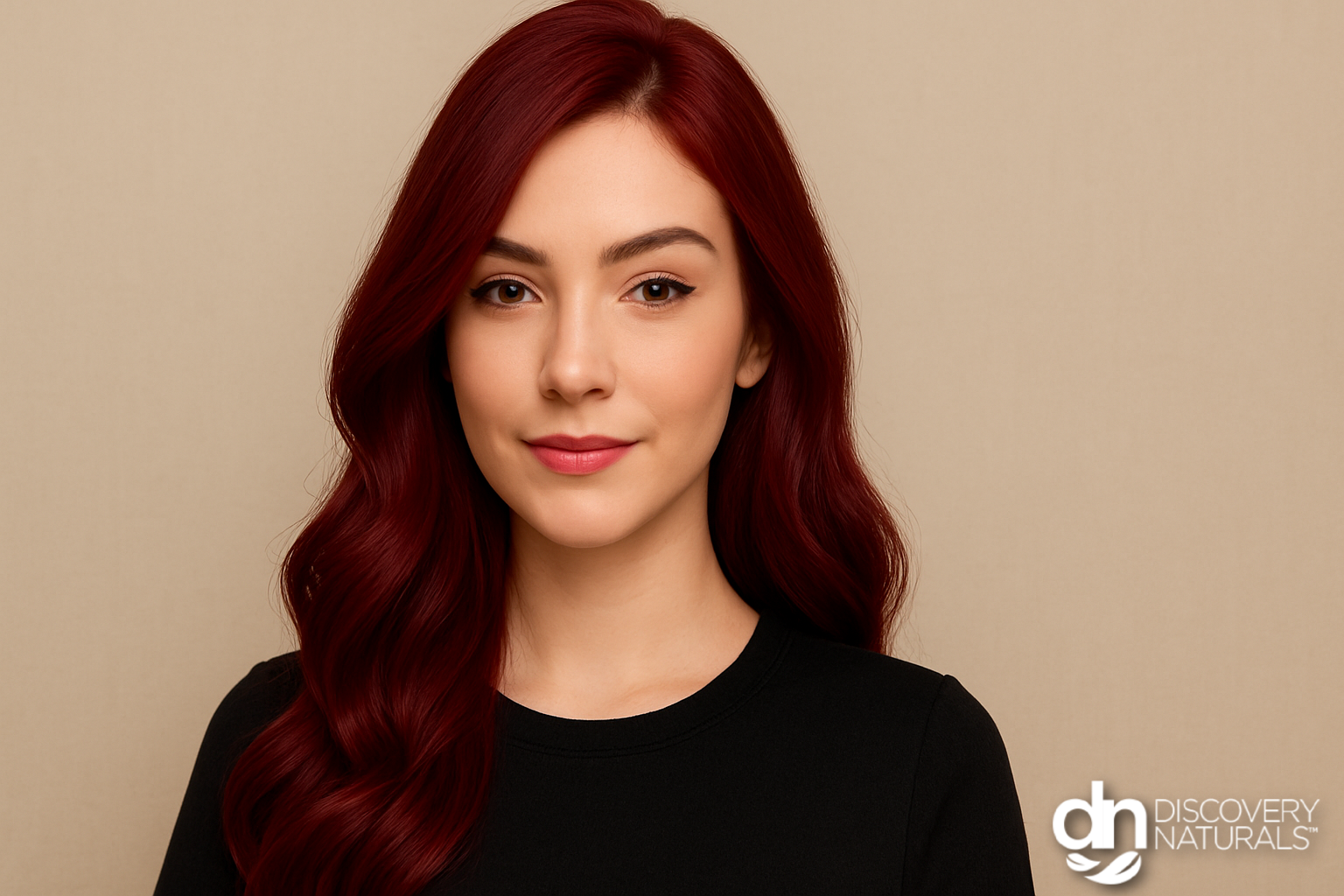A woman with Wine Red hair color by Discovery Naturals.