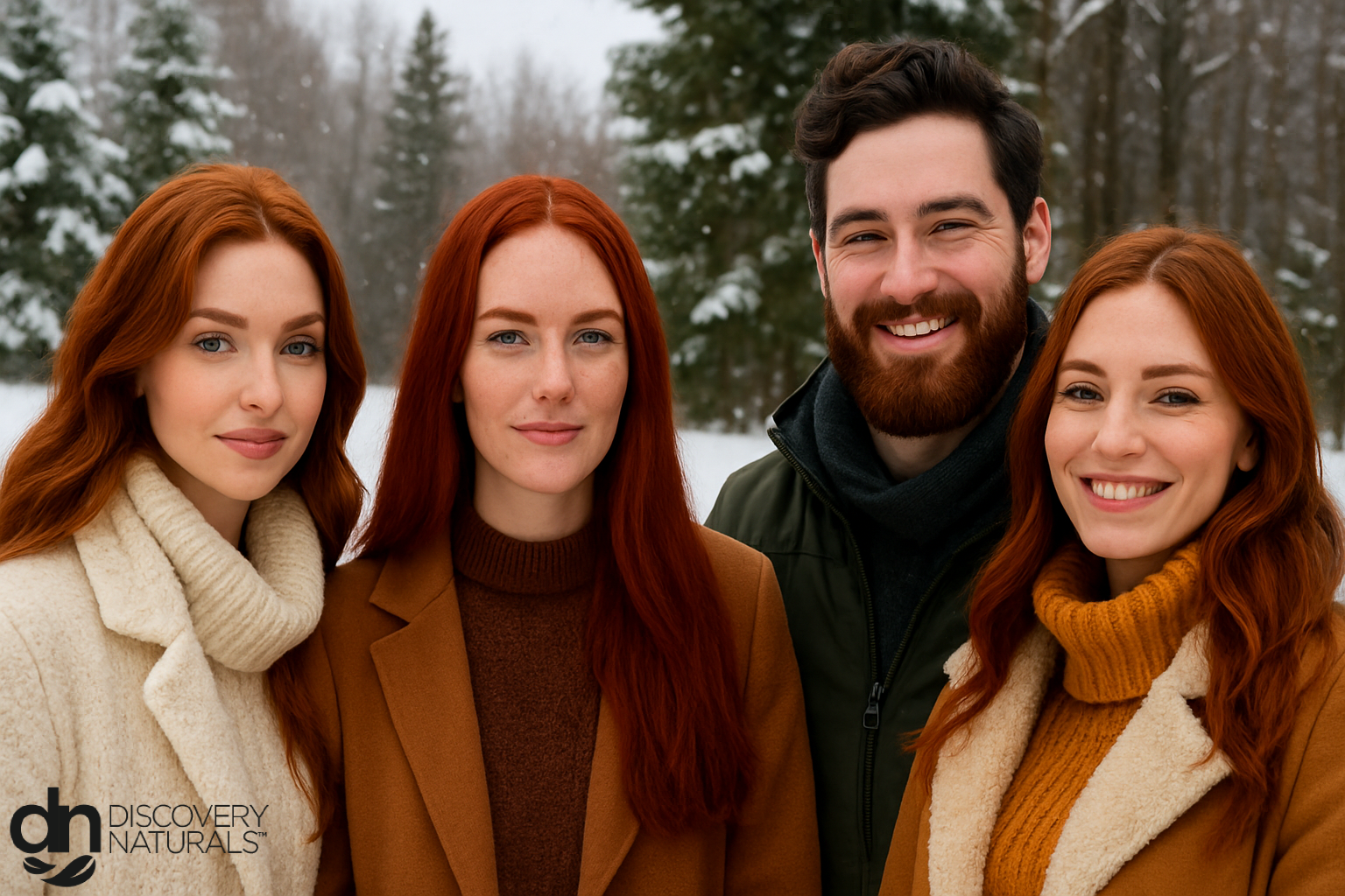 A group of people with warm hair color dyed with natural hair dye from Discovery Naturals.